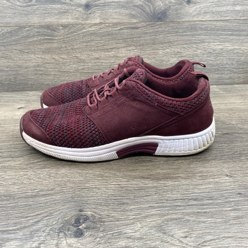 Orthofeet 845 Walking Shoes Women 10 Burgundy Knit Suede Orthopedic Sneakers